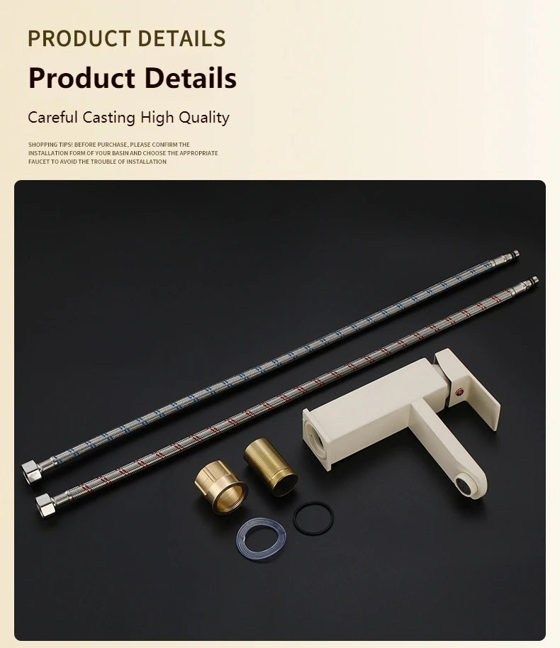 Milk White Handle Deck Mounted Basin Sink Faucet
