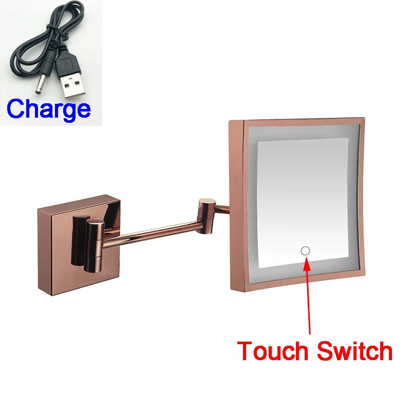 Square Touch Bathroom Mirror Wall Mounted Lighted Bathroom