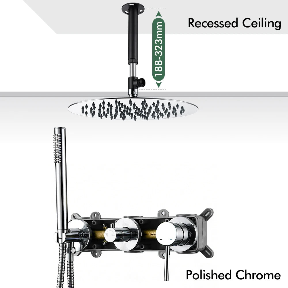 Gunmetal Shower Faucet 8-16 Wall Mounted Concealed Control