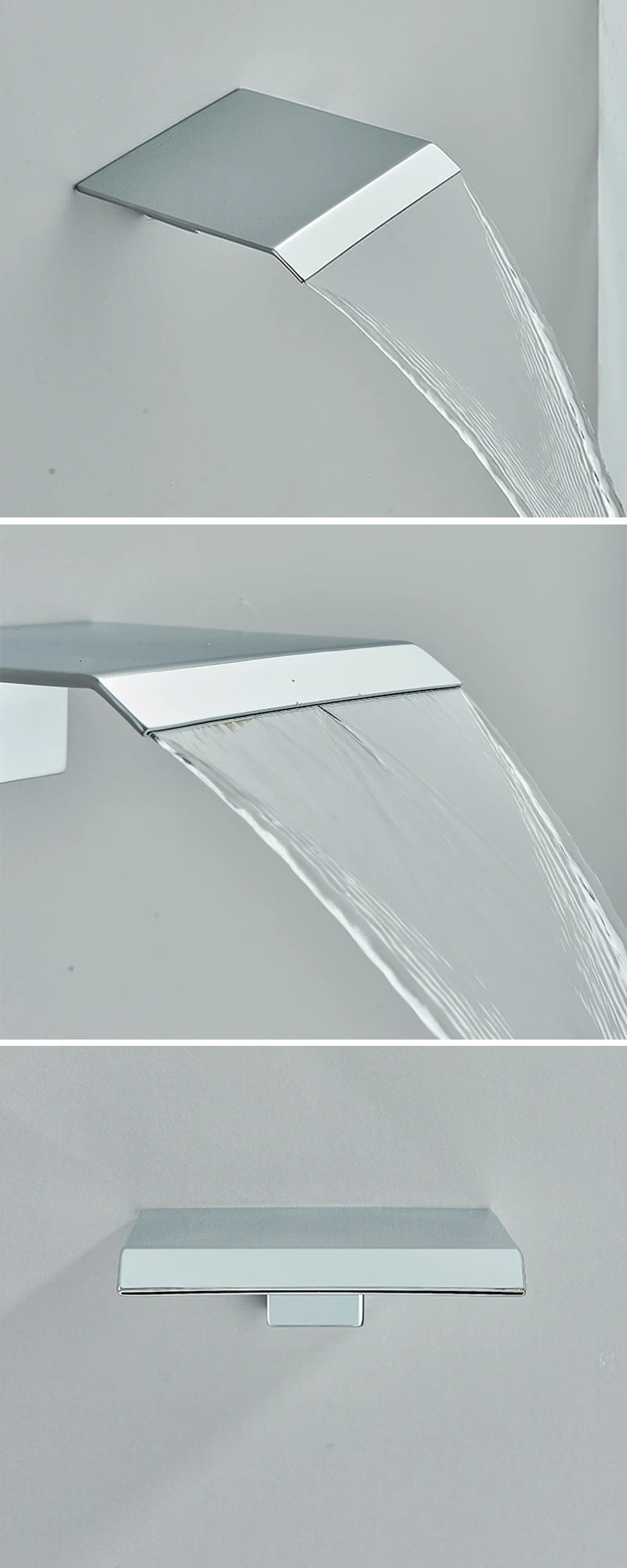 Chrome Concealed Bathroom Rain Waterfall Shower Faucets Wall