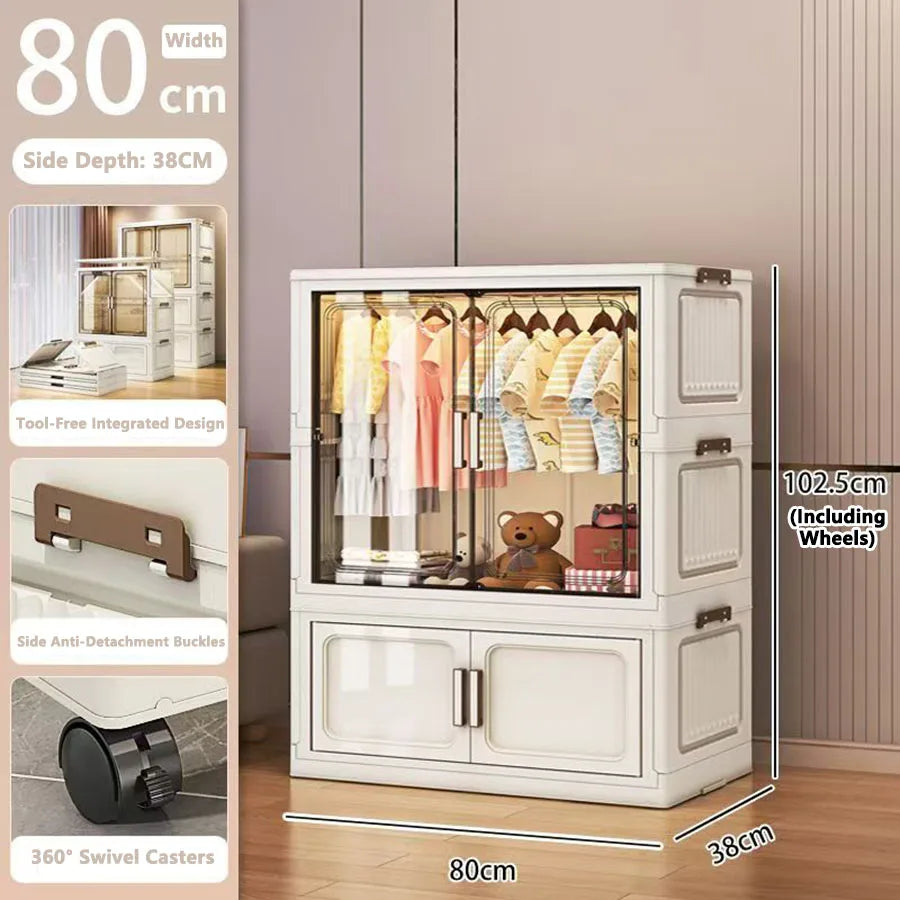 Multi-Functional Folding Storage Cabinet Doors White/Black/Gray