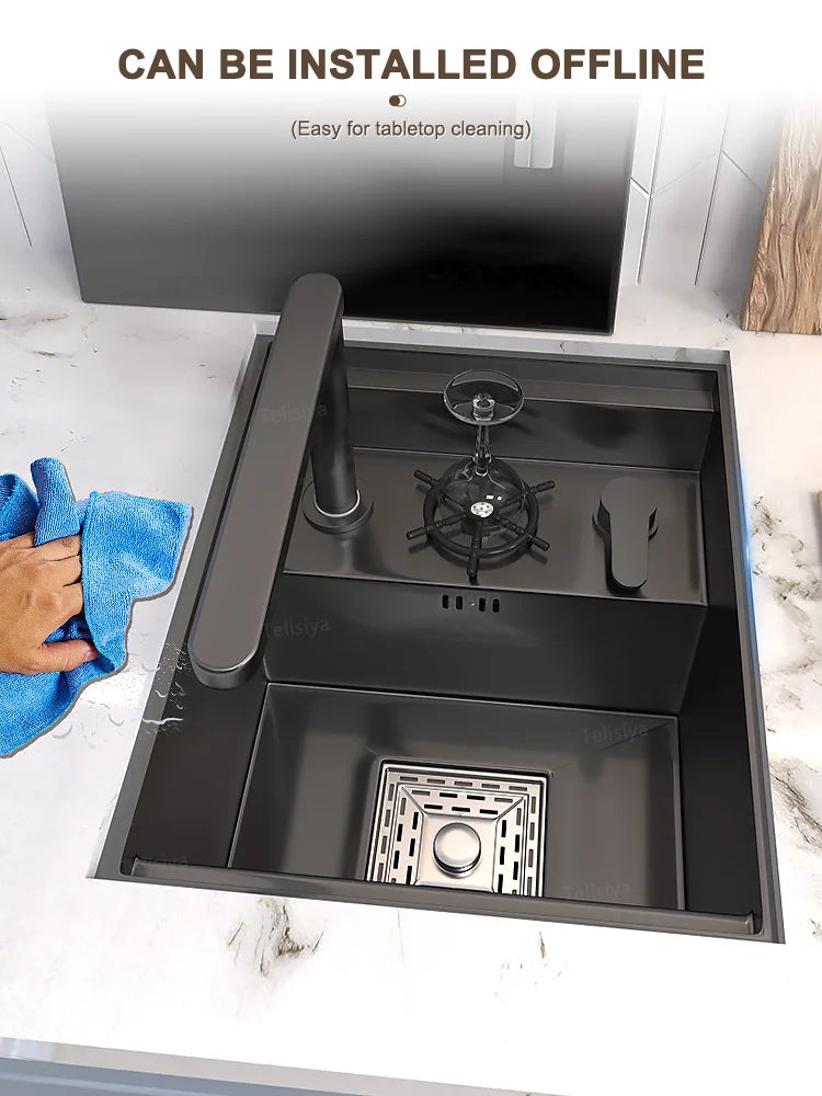 Stainless Steel Hidden Sink Lid Balcony Bar Apartment