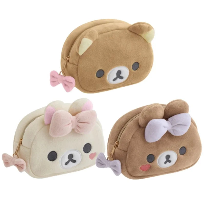 Rilakkuma Korilakkuma Bow Plush Makeup Bag Mirror Storage