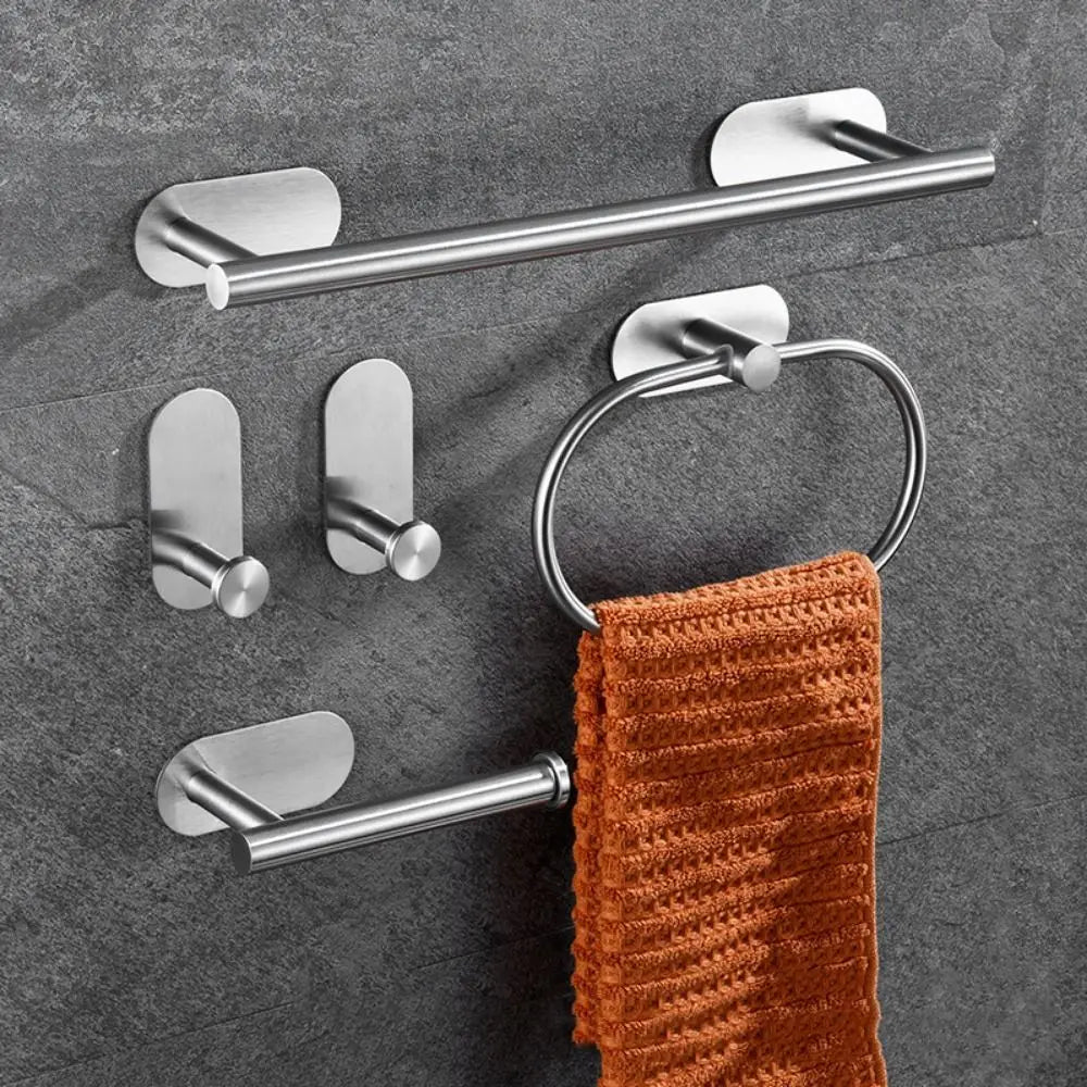 4/5pcs Stainless Steel Bathroom Hardware Anticorrosion Wall Mount