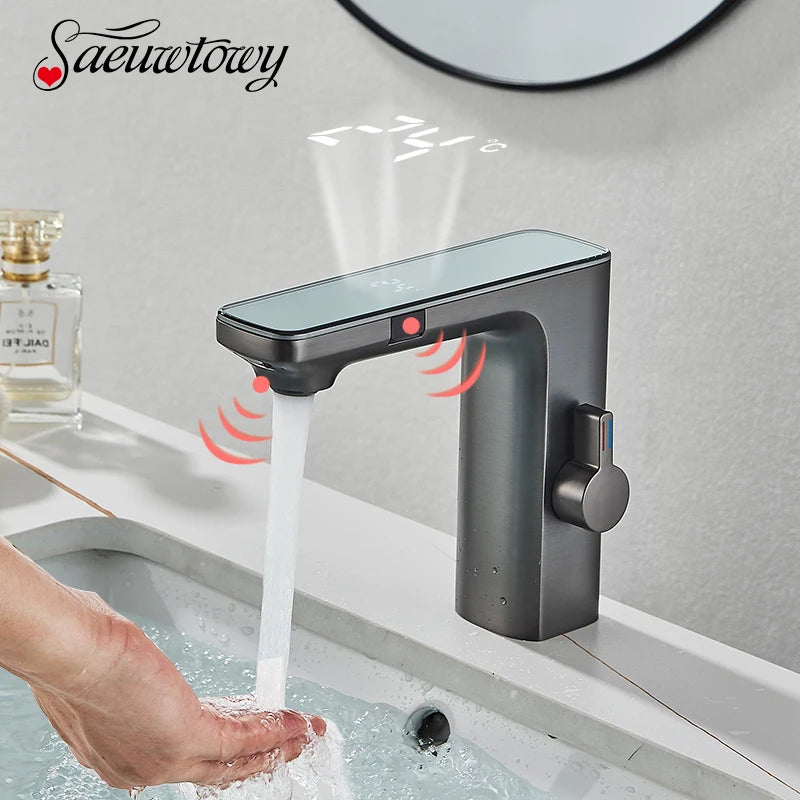 Smart Sensor Basin Faucet Digital Display Screen Cold
