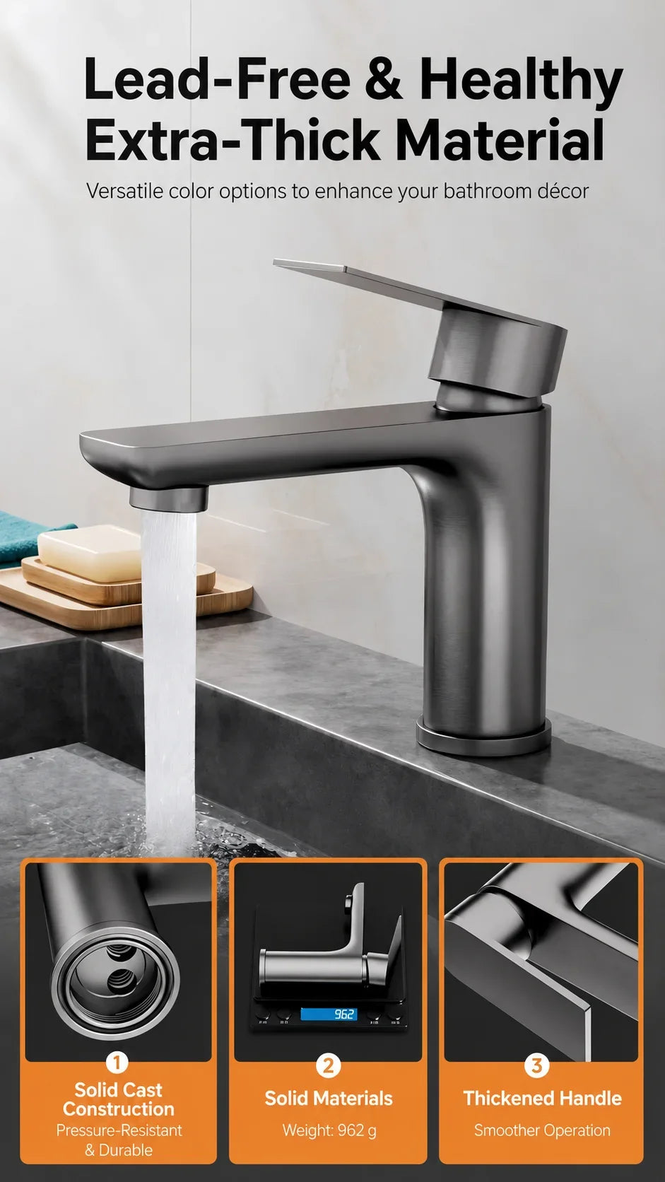 Bathroom Sink Faucet Stainless Steel Cold Mixer Tap