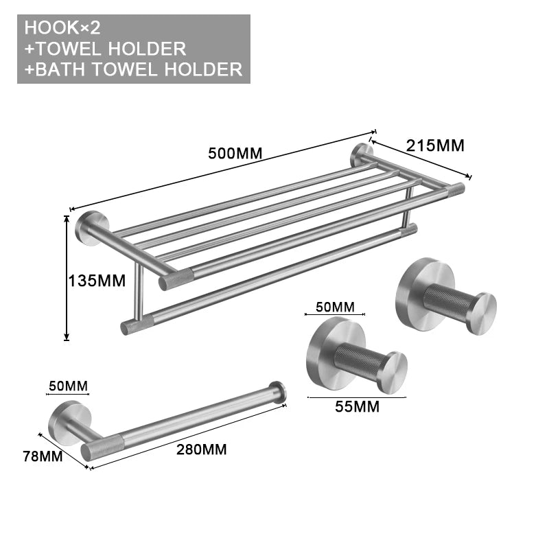 Brushed Nickel Bathroom Wall Mount Bath Shelf Robe