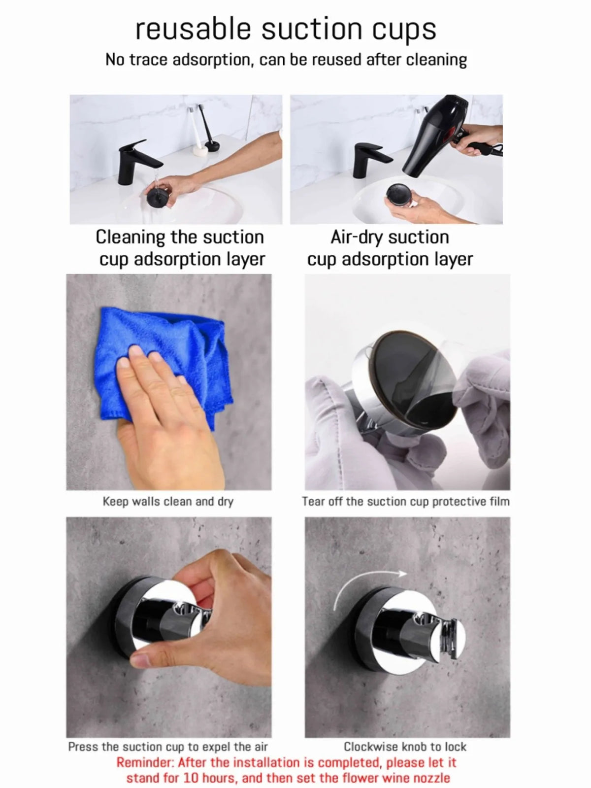 Shower Head Holder Universal Wall Mounted Suction Cup