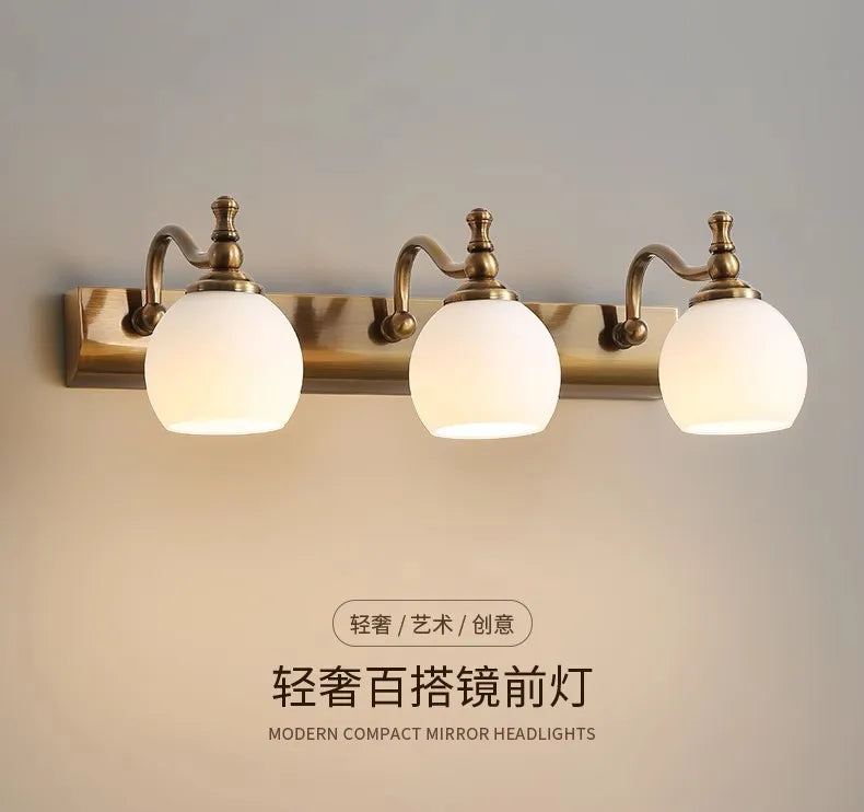 Modern Bathroom Vanity Light Fixtures 3-Light Milky Glass