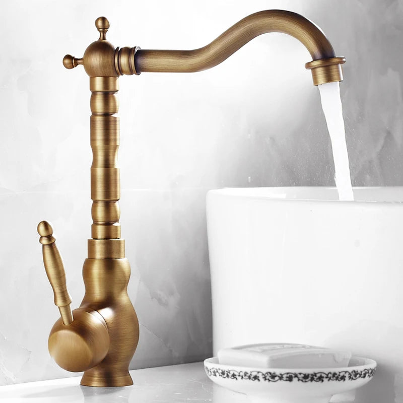 Bathroom Sink Faucet Antique Bronze 360 Degree Turn