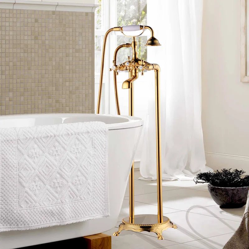 Brass Bathroom Faucet Bathtub Faucets 360 Rotation Floor