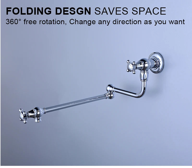 Awolf Solid Brass Pot Filler Brushed Grey Folding
