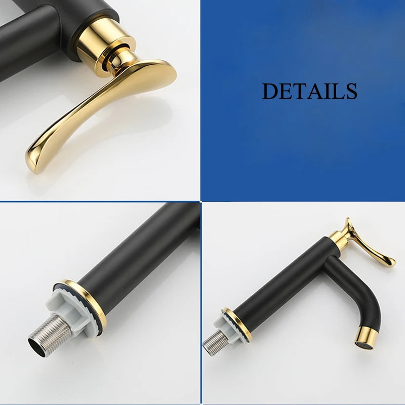 Black Gold Basin Sink Faucet Bath Faucets Cold