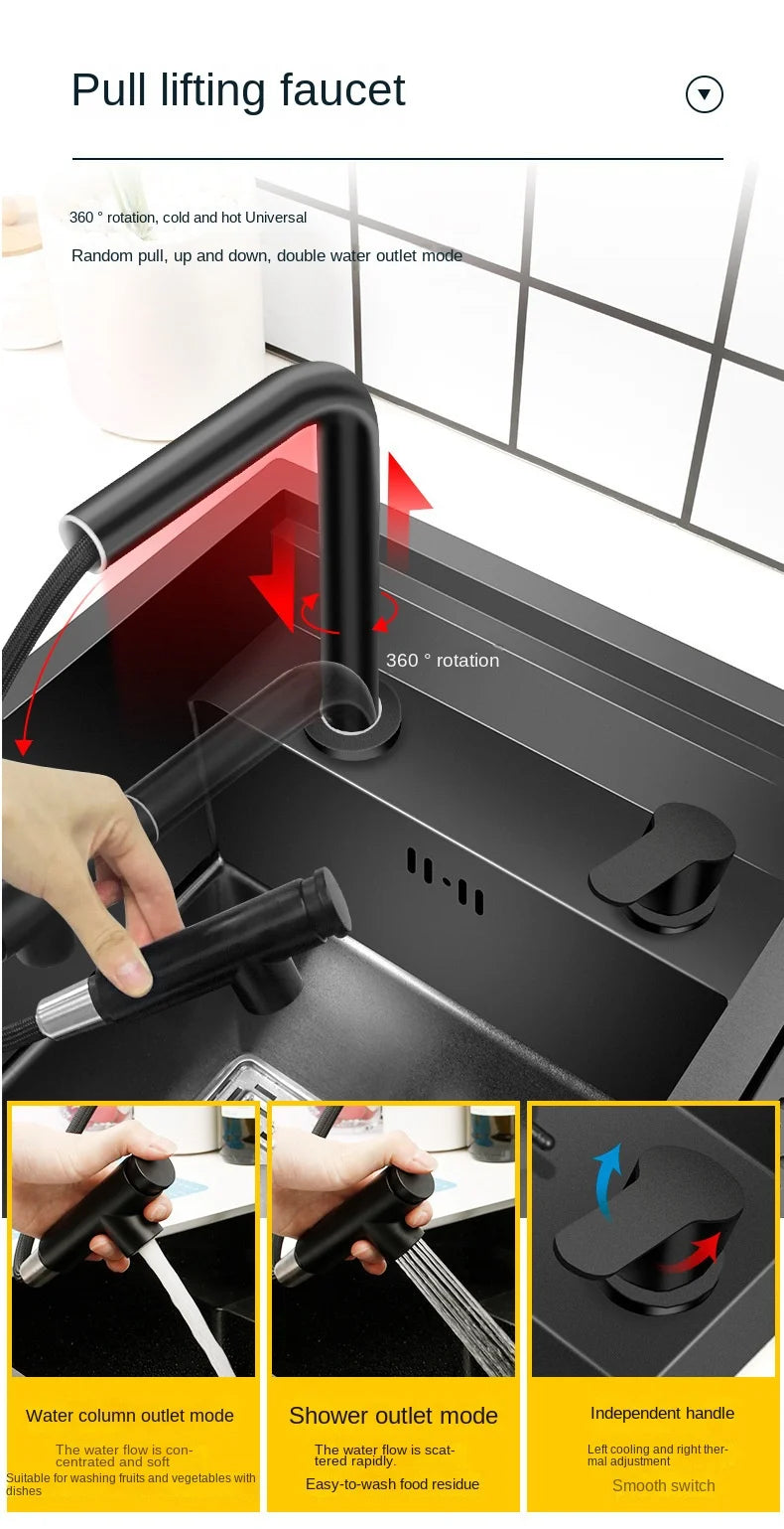 55cmx45cm Sink Nano 304 Stainless Steel Vegetable Wash