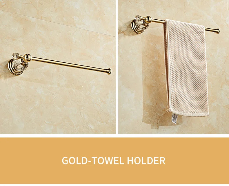 Ellen Golden Crystal Bathroom Hardware Adjust Towel Rack