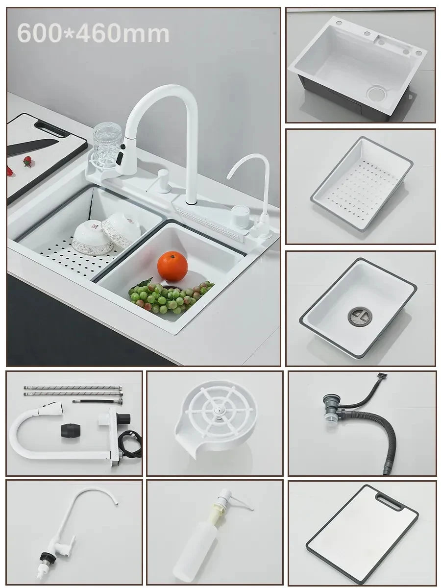 304 Stainless Steel Waterfall Sink Large Slot Integrated