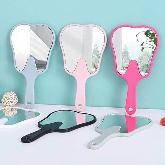 Pvc Hand Mirror Handle Cute Tooth Shape Mirrors