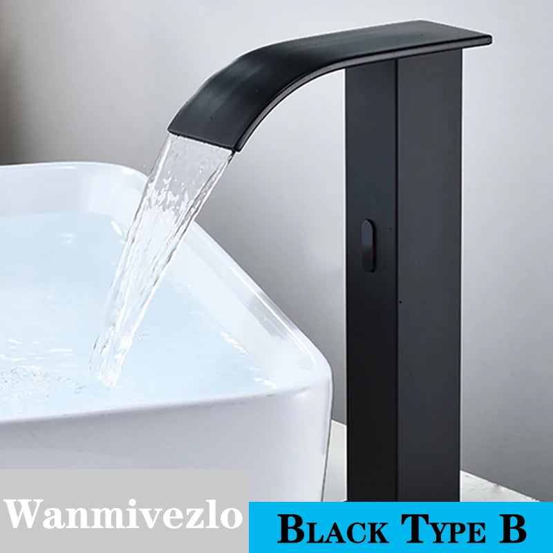 Smart Sensor Bathroom Basin Faucet Intelligent Black Automatic