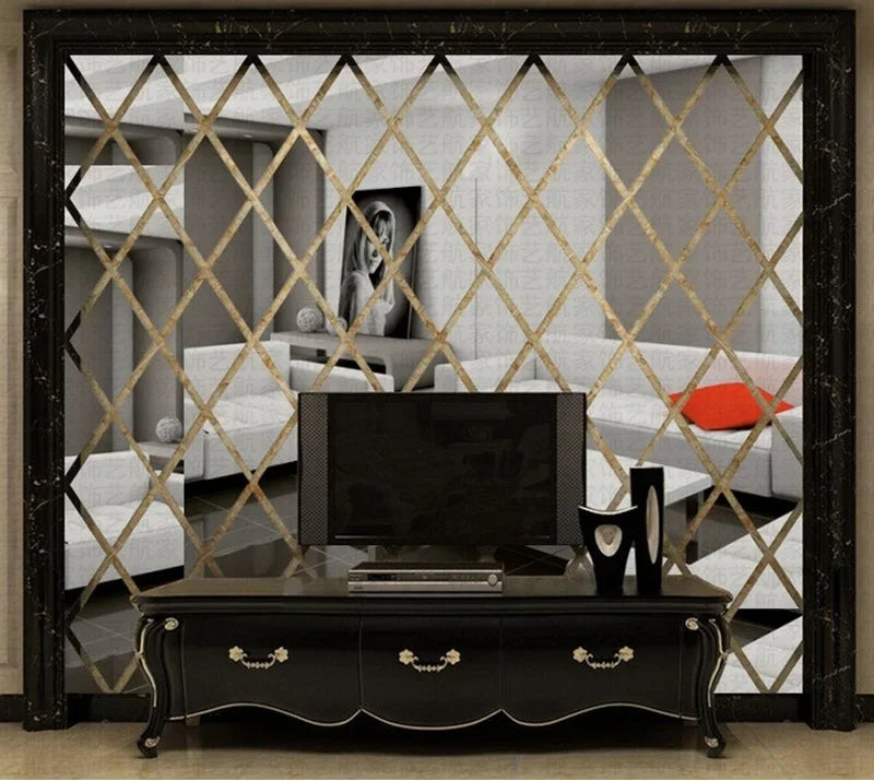 3d Mirror Stickers Acrylic Triangles Self-Adhesive Diamonds Diy