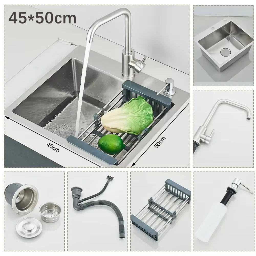 304 Stainless Steel Waterfall Sink Large Slot Integrated