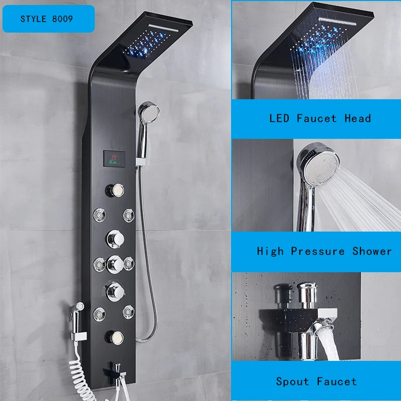 Bathroom Shower Panel Led Rainfall/Waterfall Shower Head