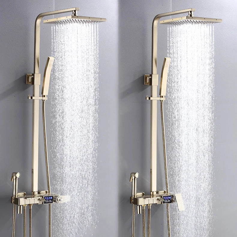 Brushed Gold Thermostatic Digital Bathroom Shower Inch Rain