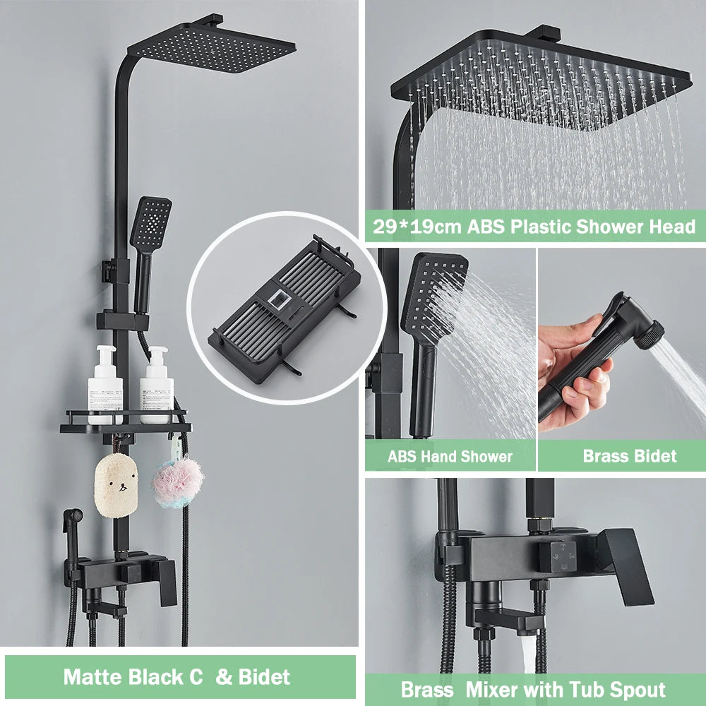 Rozin Rainfall Bathroom Shower Faucet Bidet Mixer Tap
