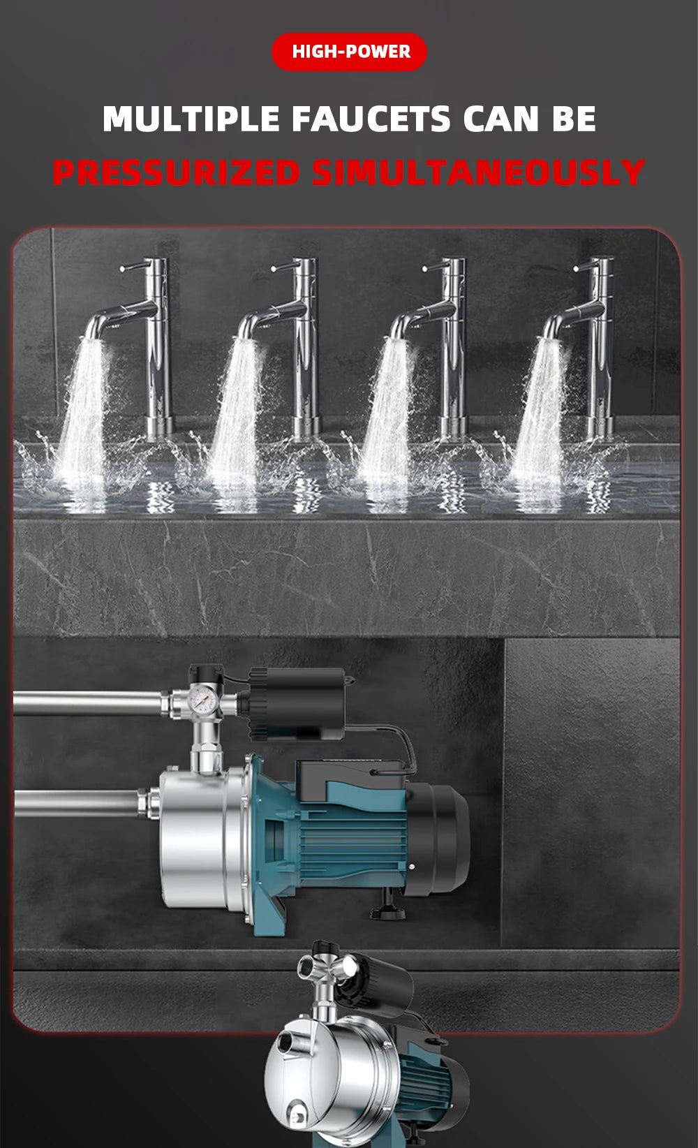 Electric Jet Pump Stainless Steel Self-Priming Pump Tap