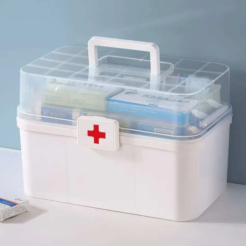 Plastic 3-Layers Medicine Box Sorting Storage Dustproof Drug