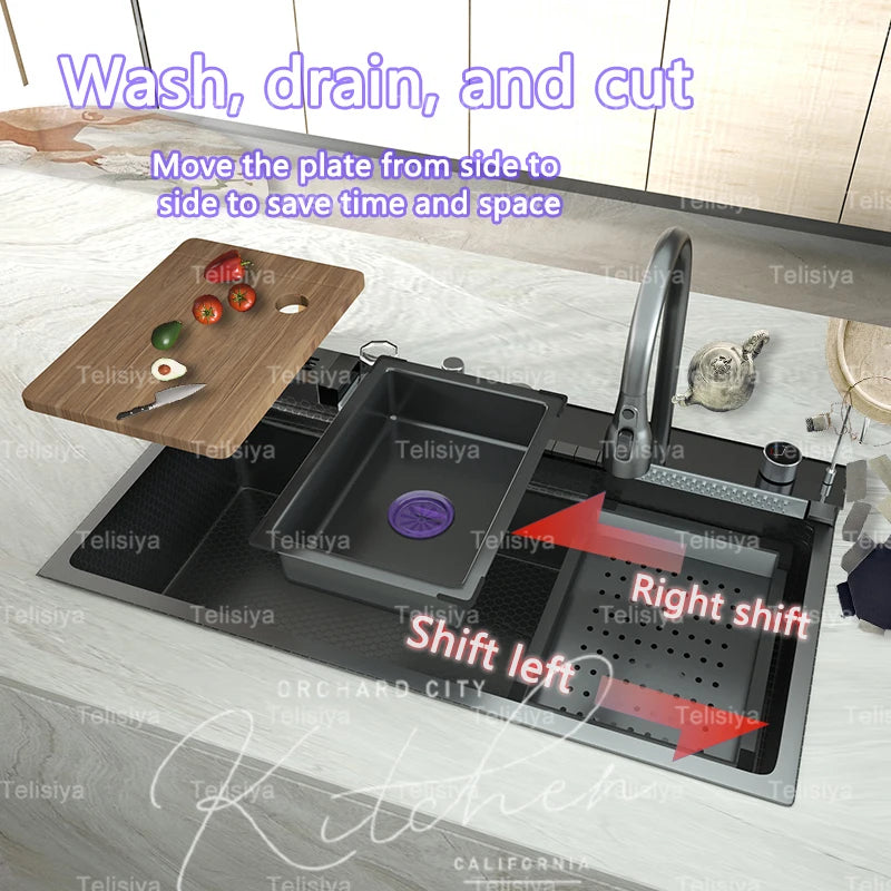 Various Waterfall Sink Stainless Steel Large Slot Digital