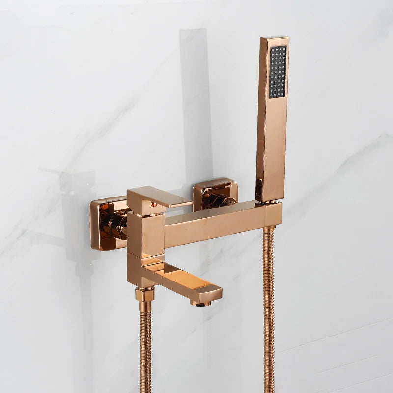 Chrome Black Bath Shower Faucet Wall Mounted Bathtub