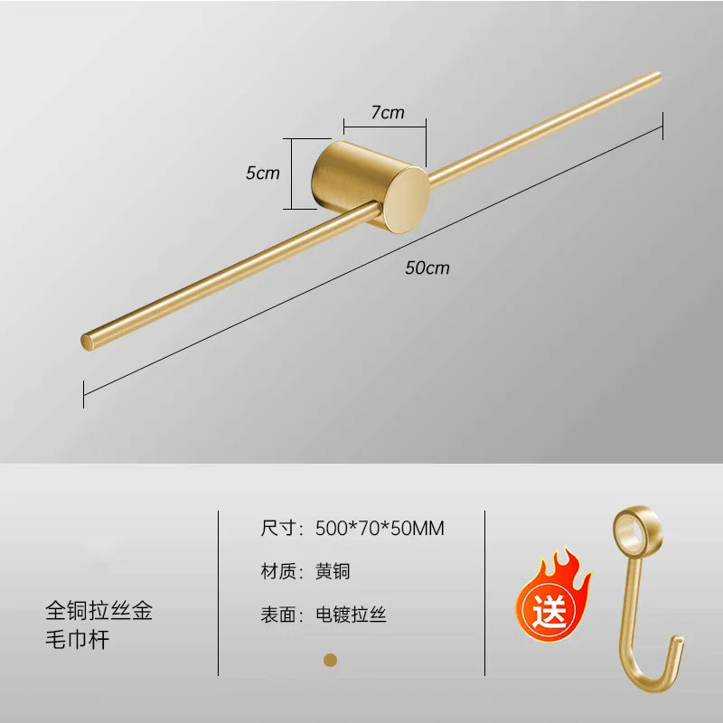 Bathroom Towel Rack Brass Wall-Mounted Toilet Space White