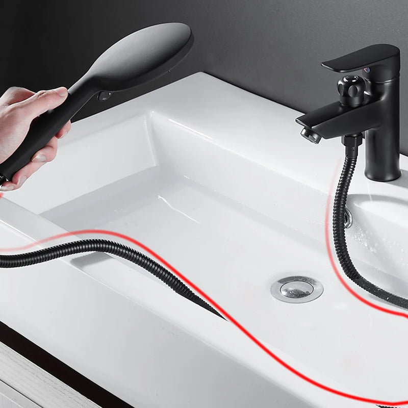 Brass Bathroom Basin Faucet Black Handle Tap Sink