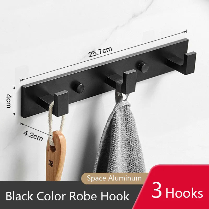 Bathroom Hardware Robe Hooks Matte Black/Gun Grey Color