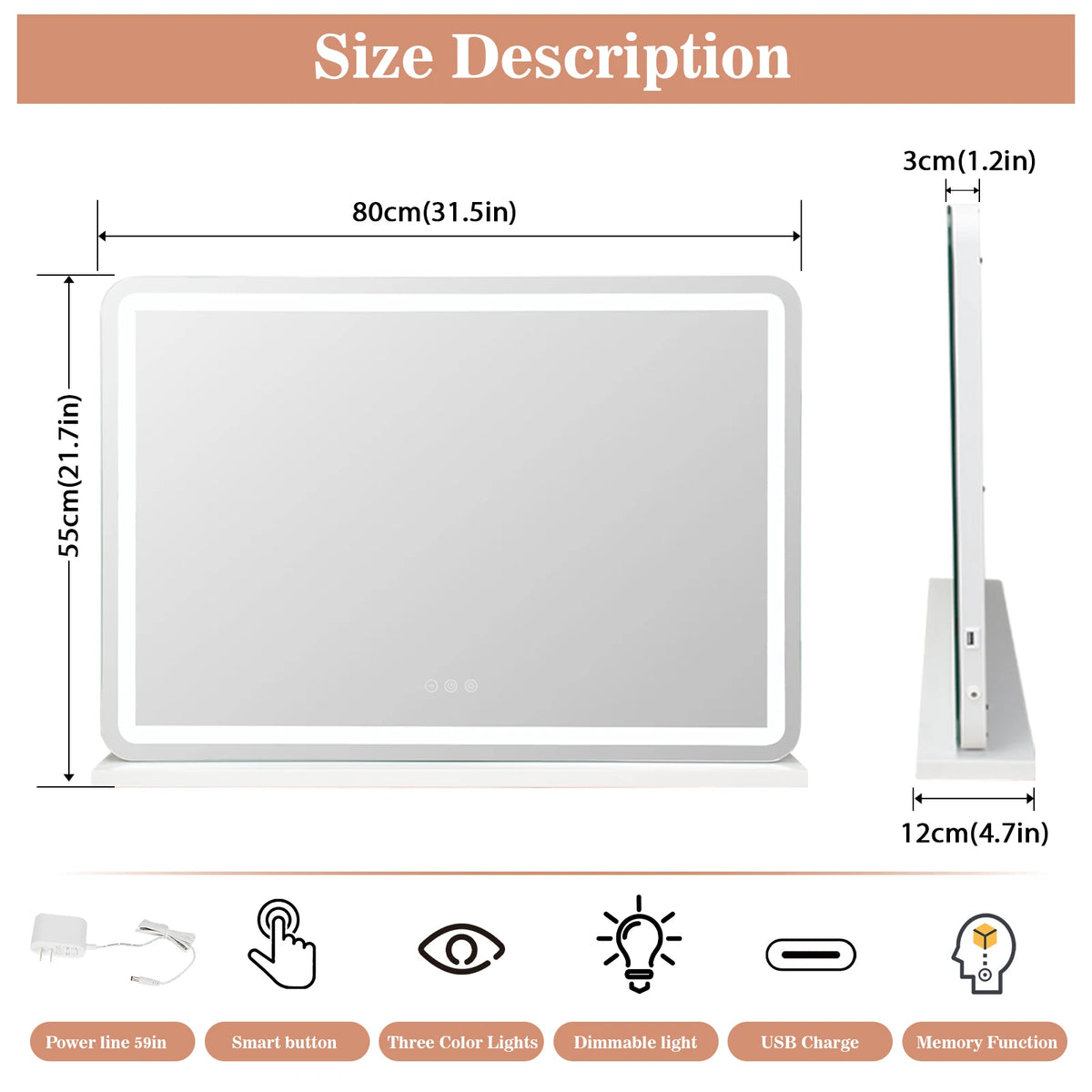 Yamissi Large Vanity Mirror Light Dressing Table Hollywood