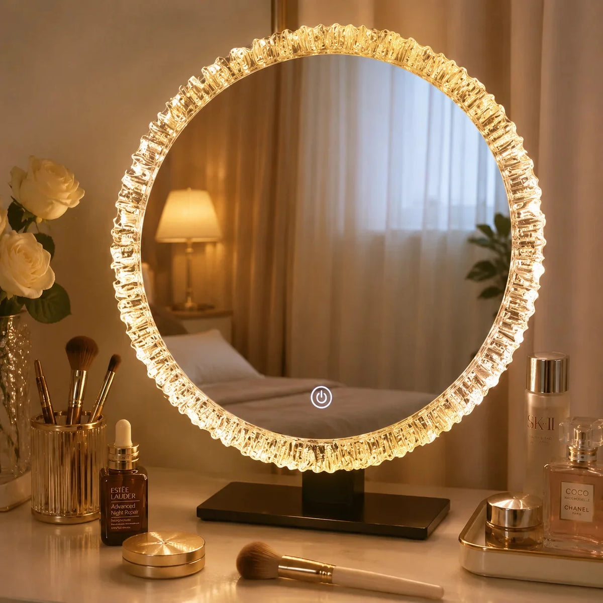 43x50cm Smart Led Sunflower Vanity Makeup Mirror Desktop