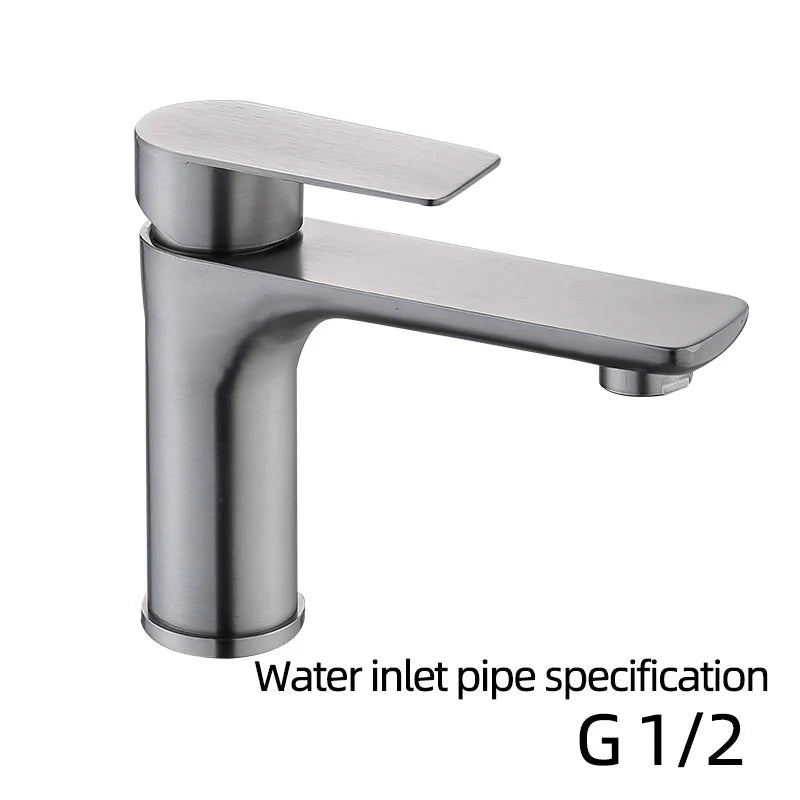 Brushed/Gray Bathroom Sink Faucet Cold Mixer Faucet Countertop