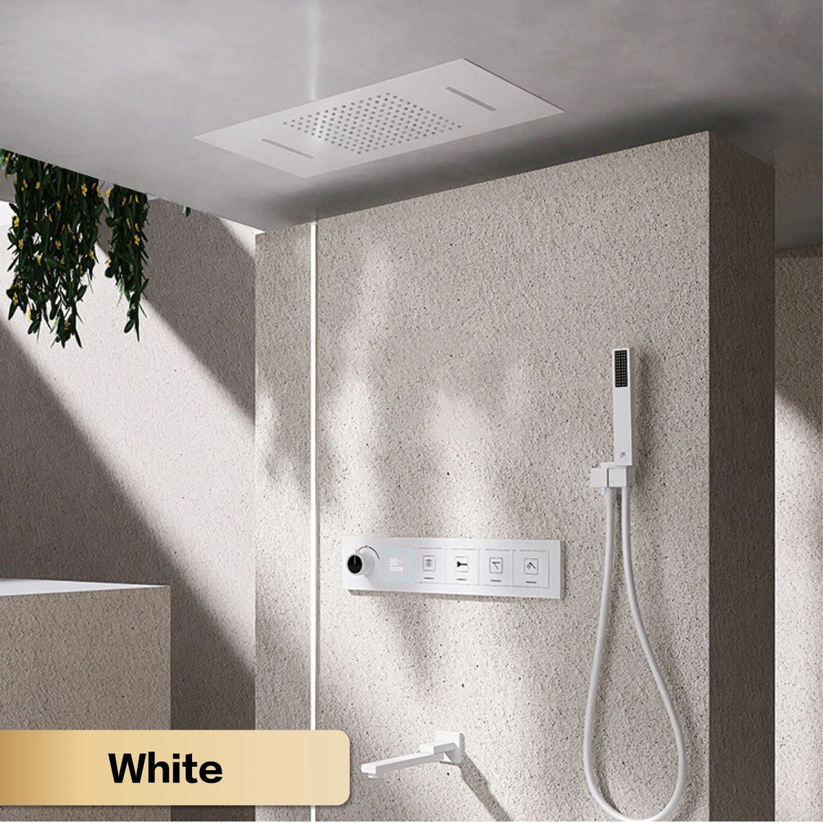 Gun Gray Brass Ceiling Constant Temperature Shower System