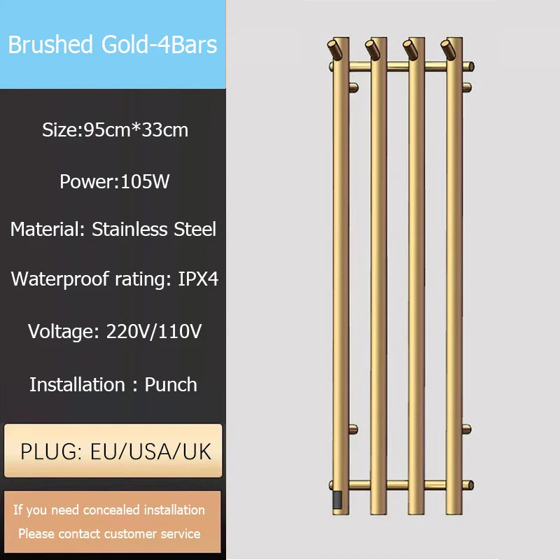Oxg Electric Heated Towel Rack 3/4bars Towel Radiator