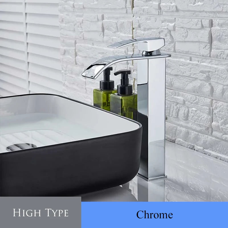 Retail Waterfall Bathroom Basin Faucet Chrome Deck Mount