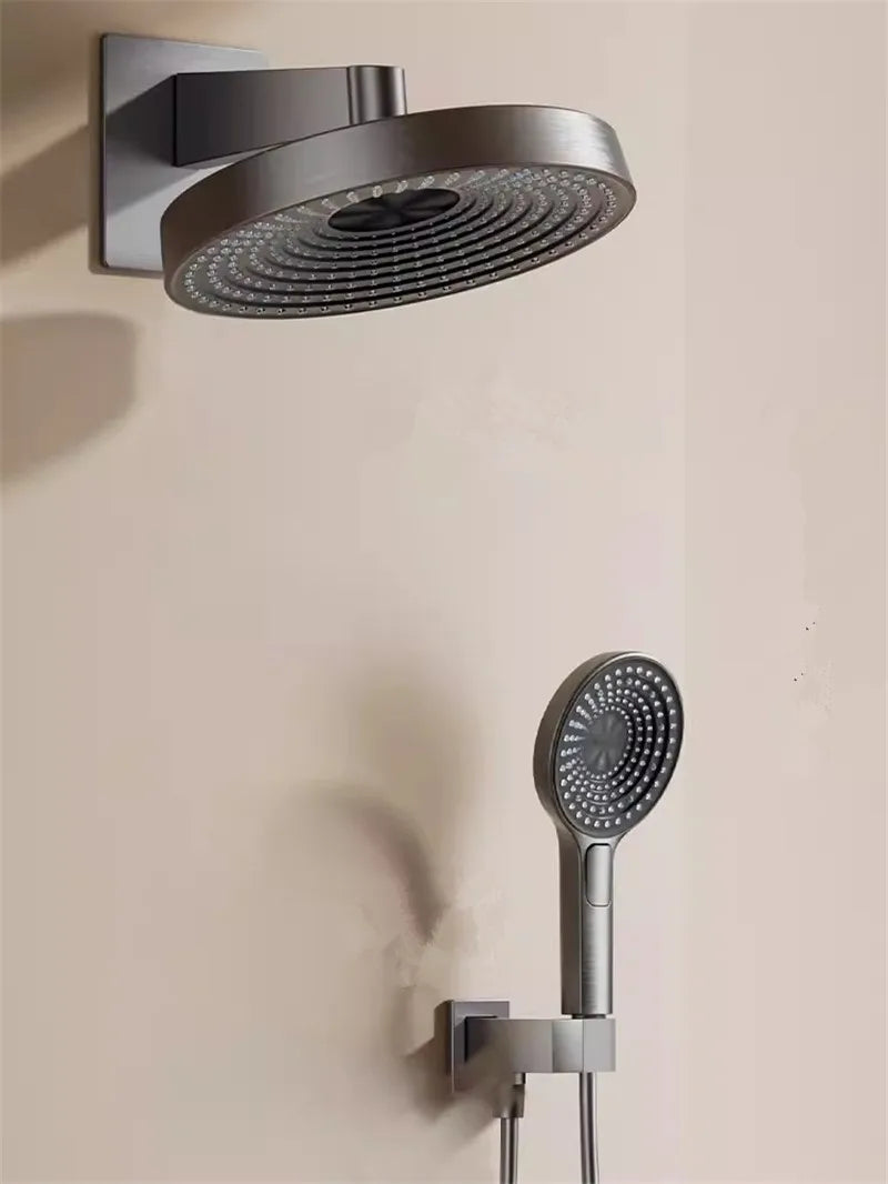 Brushed Gold Thermostatic Bathroom Shower Faucet In Wall