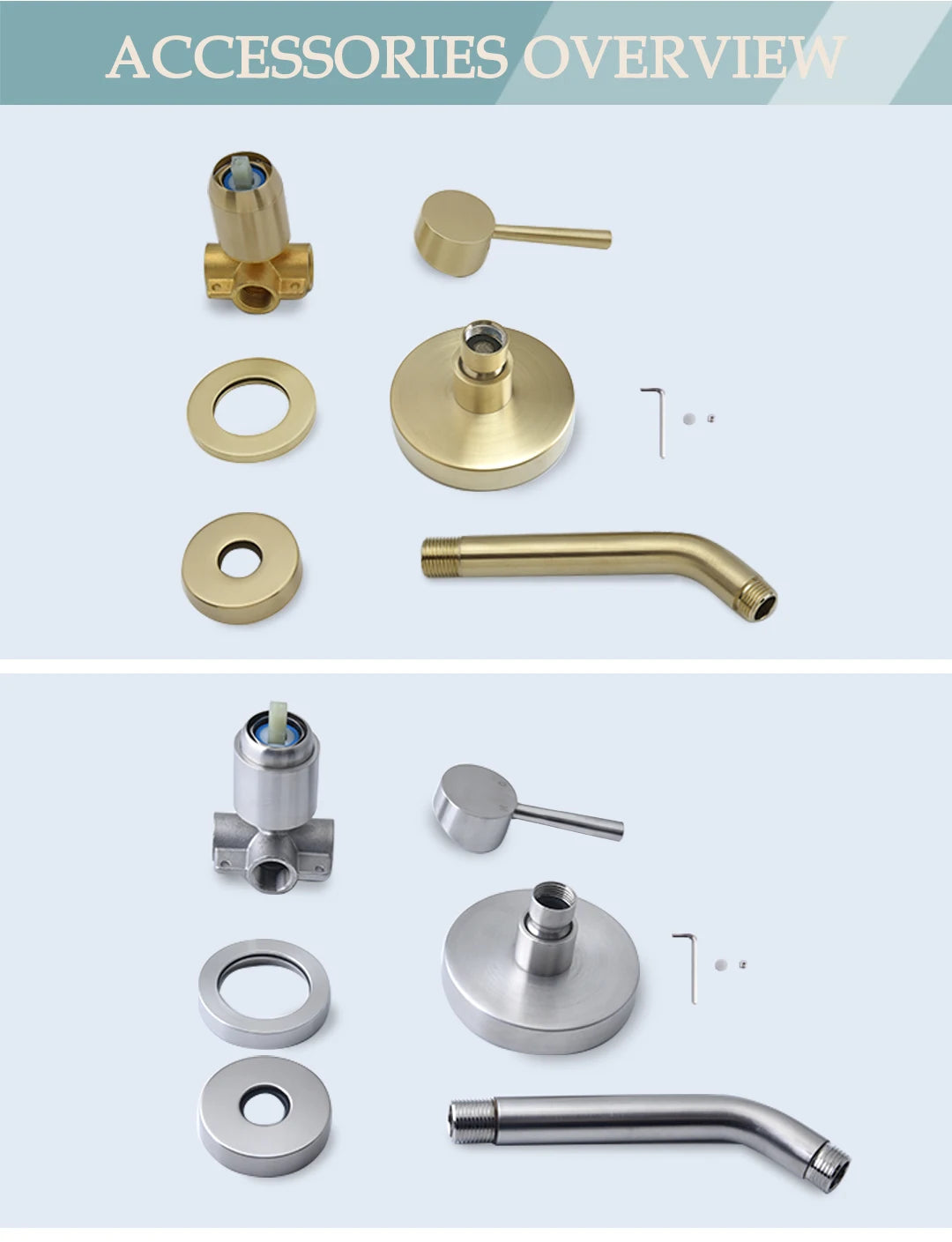 Shower Faucet System Stainless Steel Head Shower Wall