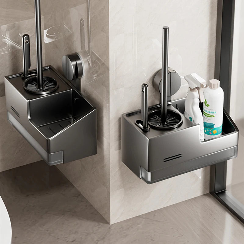 Suction Cup Toilet Brush No Punching Wall Mounted