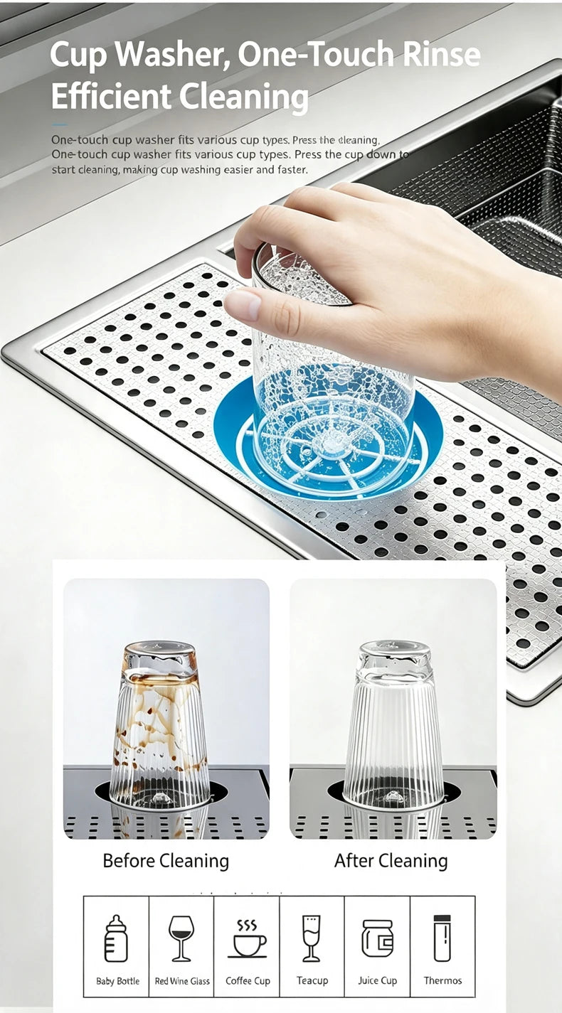 Cup Washer Hidden Bar Sinks Lid Multifunctionalstainless Steel