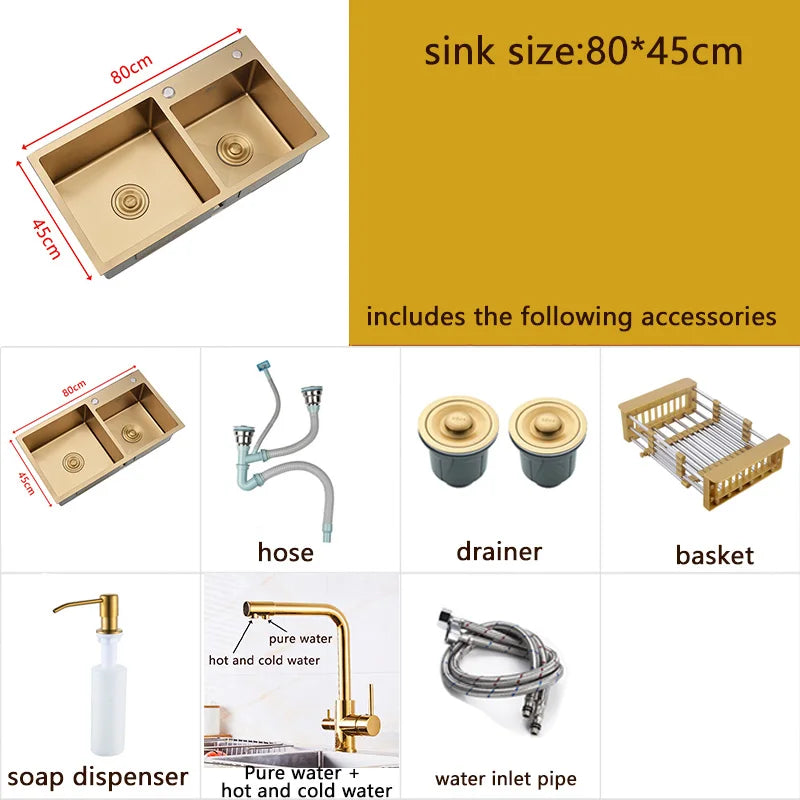 Gold Sink Above Counter Double Bowl Goldn Basket