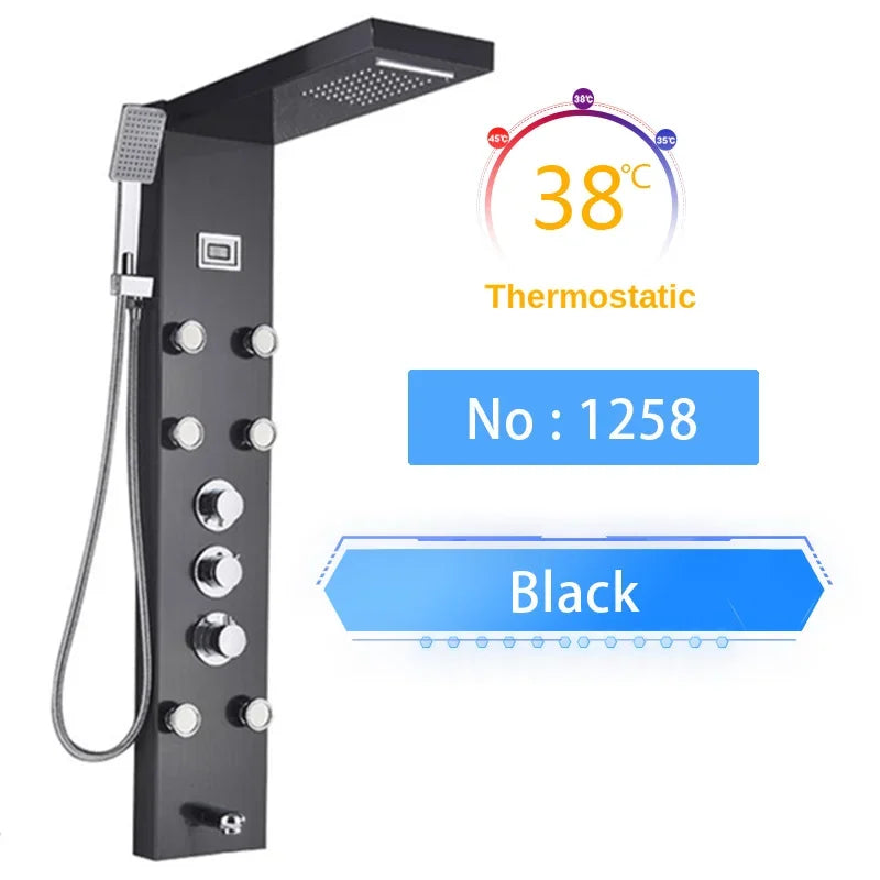 Led Shower Panel Faucet Rainfall Headshower Spa Massage