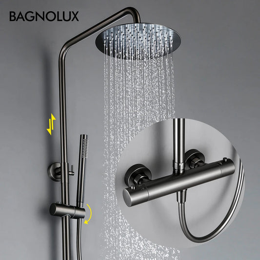 Wall-Mounted Thermostatic Valve System Bagnolux Brushed Gray