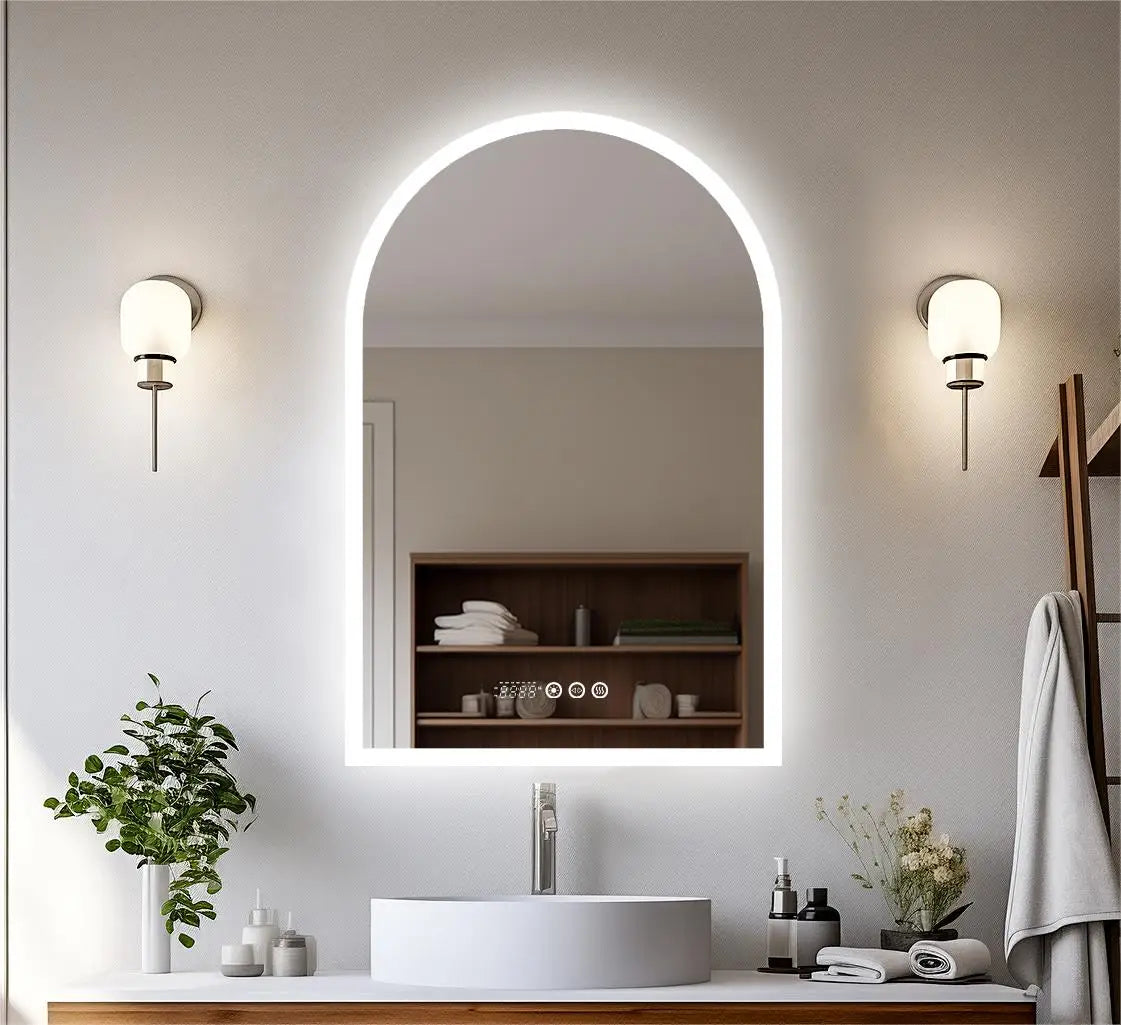 60x90cm Vertical Arch-Shape Led Bathroom Mirror Backlit Frameless