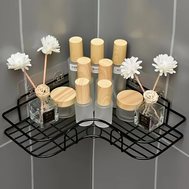 No-Drill Wall-Mounted Triangular Bathroom Shelf Corner Storage -