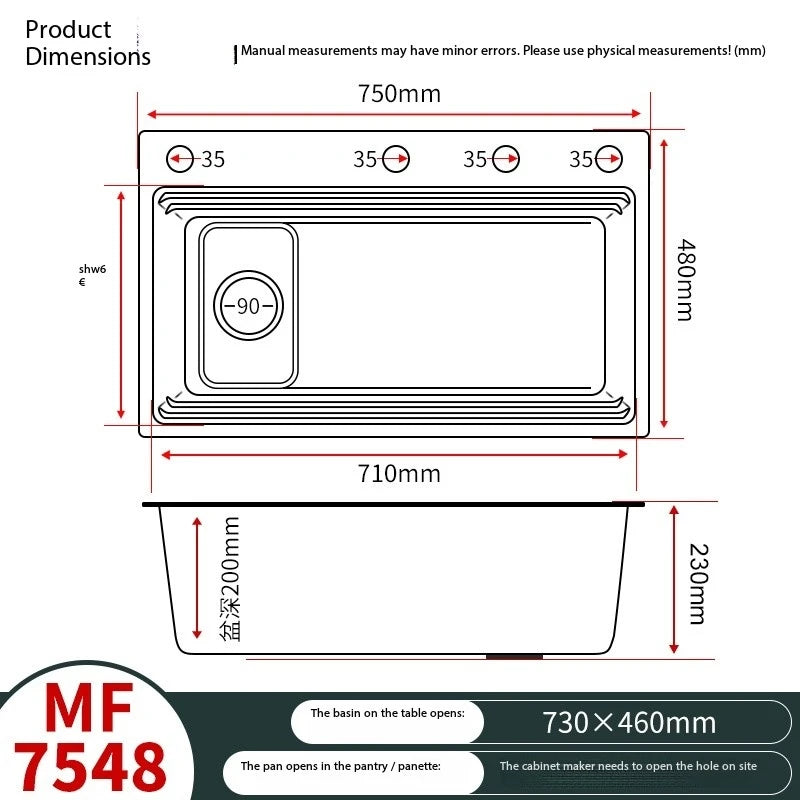 304 Stainless Steel Sink Black Large Slot Wash